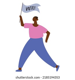 afro male voter with flag