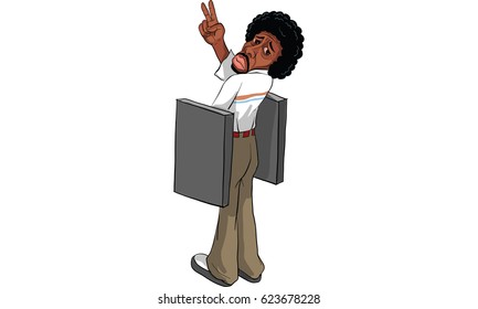 afro man in action, mascot