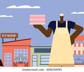 escena del personaje de afro man baker