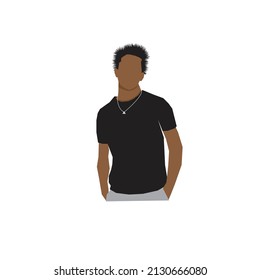 Afro man Black Tee Illustration
