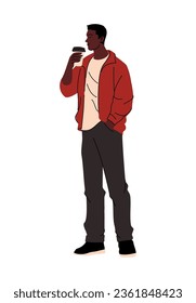 personaje afro tomando café
