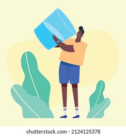 afro man drinking water glass character