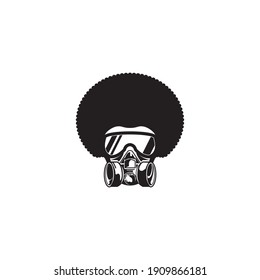 Afro Man with gas mask Logo Design Template Flat Style Design Vector Illustration