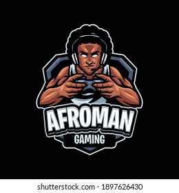 afro man Mascot Logo Template