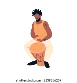 afro man playing drum icon isolated