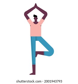 afro man practicing yoga character