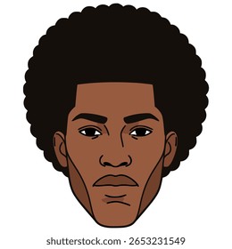 afro man profile avatar cabeça personagem plano cor vetor ilustração modelo design