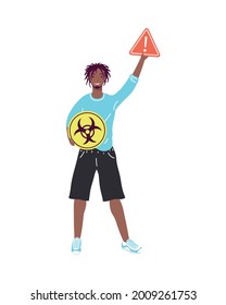afro man protesting against pollution