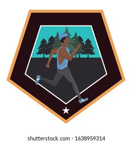 afro man running at night in the field scene vector illustration design