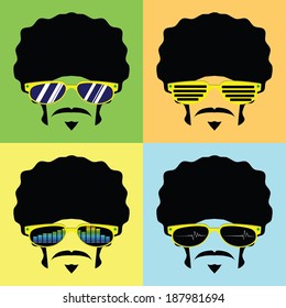 afro man with several design glasses vector