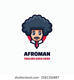 Afro Man Simple Mascot Logo Template