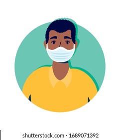 afro man using face mask character vector illustration design
