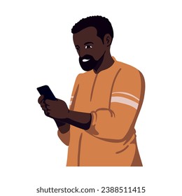 afro man con ilustración de smartphone aislado