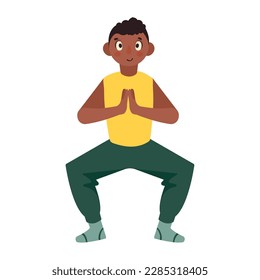 afro man in yoga position character