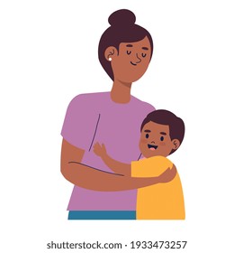 afro mother and son characters