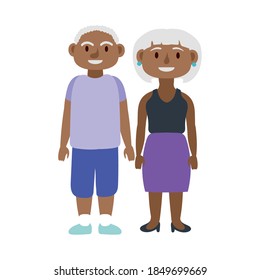 afro old couple persons avatars characters vector illustration design