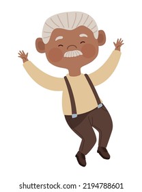 Afro Old Man Jumping Character