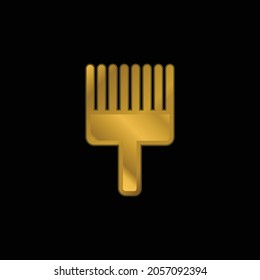 Afro Pick gold plated metalic icon or logo vector
