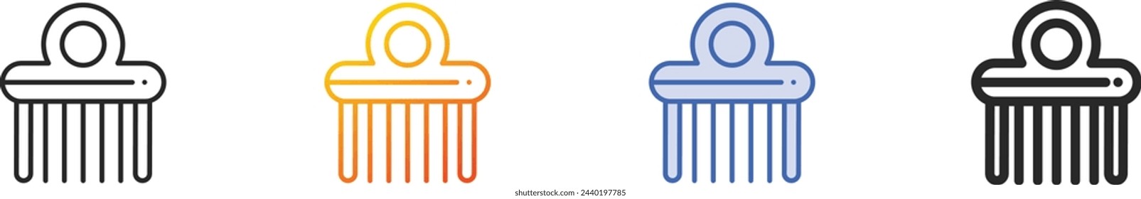 afro pick icon.Thin Linear, Gradient, Blue Stroke and bold Style Design Isolated On White Background