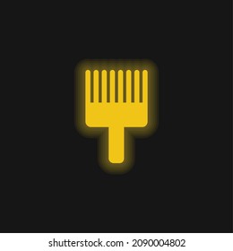 Afro Pick yellow glowing neon icon