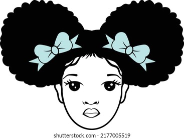 Afro Puff African American Girl Vector svg