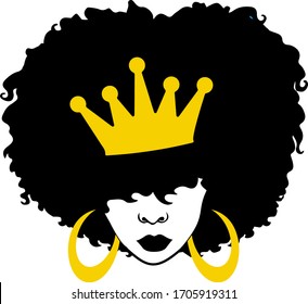 Afro Queen, Black Girl With Crown, Afro Woman, Beauty And Fashion African Girl.