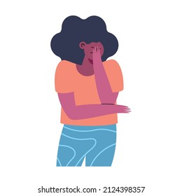 afro sad woman gesture character