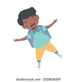 Afro-Schüler mit Taschencharakter