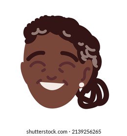 afro senior woman face icon