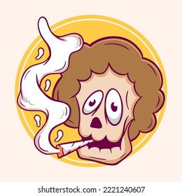 Afro skull smoke weed, funny skull Hand drawn