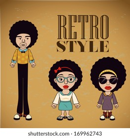 afro style design over brown  background vector illustration 