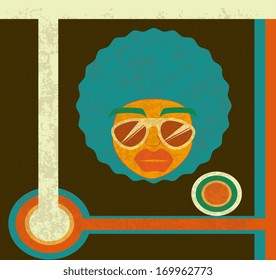 afro style design over brown background vector illustration 