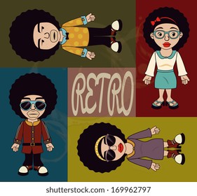 afro style design over colors  background vector illustration 