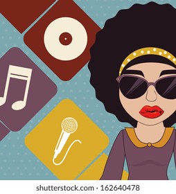 afro style design over dotted background vector illustration 
