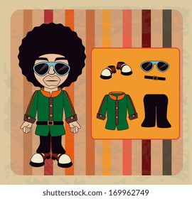 afro style design over lineal background vector illustration 