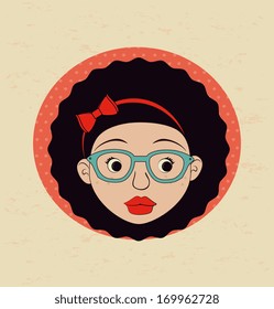 afro style design over pink  background vector illustration 