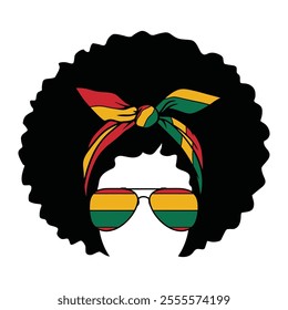 Afro Style with Sunglasses and Rasta Headband Illustration