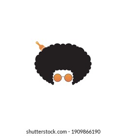 Afro Stylish With Orange Glasses Logo Template Flat Style Design Vector Illustration	
