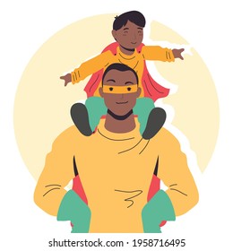 afro super dad and son characters