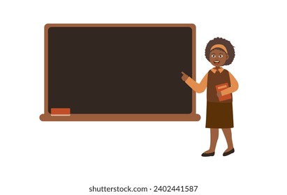 Afro Teacher Explaining in Front of Classroom Illustration