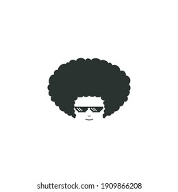 Afro Thug Life Pixel Glasses Logo Template Flat Style Design Vector Illustration