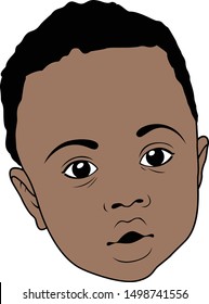 Afro Toddler Vector Silhouette Chocolate Skin Tone