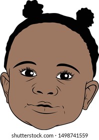 Afro Toddler Vector Silhouette Chocolate Skin Tone