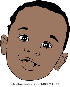 Afro Toddler Vector Silhouette Chocolate Skin Tone