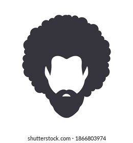 Afro wig, trendy curly African black hair silhouette fashion beauty style. Vector isolated on white background
