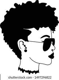 Black girl with afro silhouette