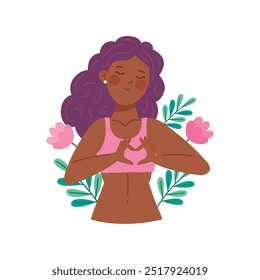 afro woman breast cancer isolated