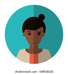 afro woman bun hair sweater casual shadow