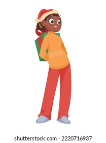 afro woman celebrating christmas character