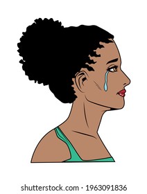 afro woman crying popart style character